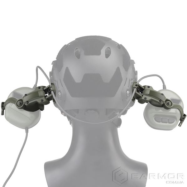 Активні навушники ProTac Slim Олива + Premium кріплення на шолом каску