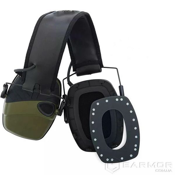 Активные наушники ProTac Slim Олива + Premium крепление на шлем Чебурашка