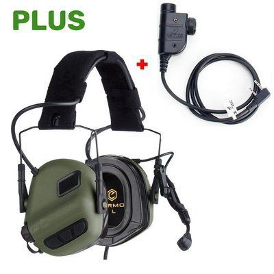 Наушники активные для рации Earmor M32 PLUS + Тангента, кнопка PTT ZP125