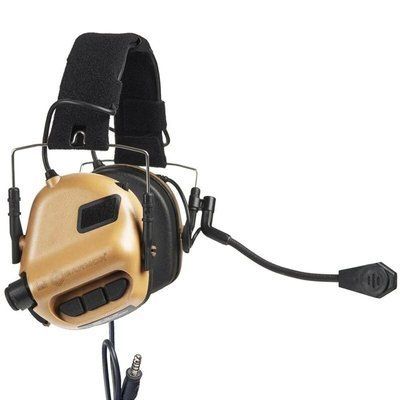 Навушники активні для стрільби з гарнітурою мікрофоном Earmor M32 Coyote Brown