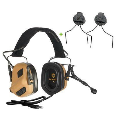 Активні навушники з гарнітурою Earmor M32 PLUS Coyote + кріплення на шолом Earmor M11