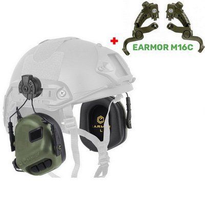 Активные наушники Earmor M31H + крепление на шлем Earmor M16C (Чебурашки)