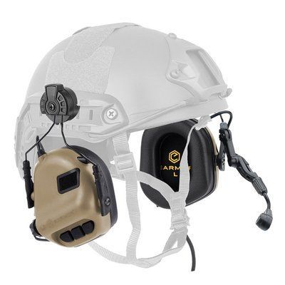 Активні навушники для стрільби з мікрофоном на шолом Opsmen Earmor M32H Койот Brown