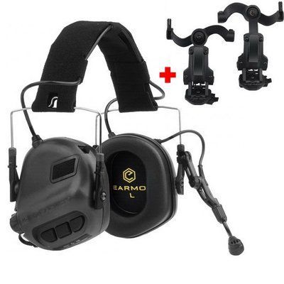 Активные наушники с микрофоном Earmor M32 Черный + Premium крепление на каску шлем