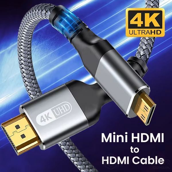 Кабель переходник Mini HDMI - HDMI 4К 60Hz Aluminum Shell Gold-plated Neylon cord, 2м