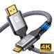 Кабель переходник Mini HDMI - HDMI 4К 60Hz Aluminum Shell Gold-plated Neylon cord, 2м