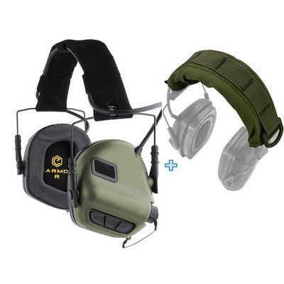 Наушники Активные стрелковые Earmor M31 + мягкая накладка на оголовье Green