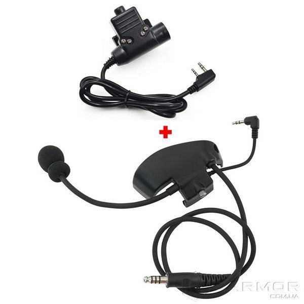 Активные наушники Howard Impact Sport + Микрофон к рации + кнопка PTT для Kenwood/Baofeng
