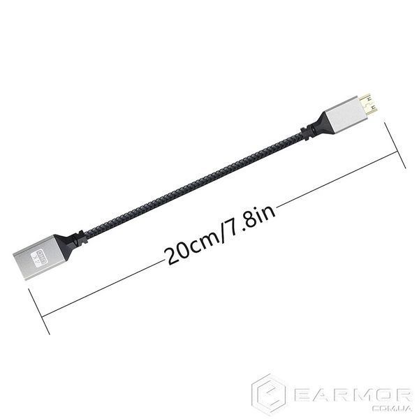 Кабель переходник 4К 60Hz Mini-HDMI - HDMI (M/F), 20 см (Прямой)