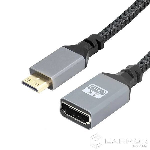 Кабель переходник 4К 60Hz Mini-HDMI - HDMI (M/F), 20 см (Прямой)