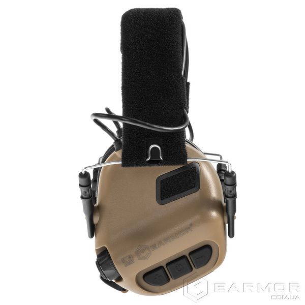 Навушники для стрільби Активні Earmor M31 Coyote Brown + кріплення на каску шолом TOR-D, FAST, ACH MICH для рейок ARC