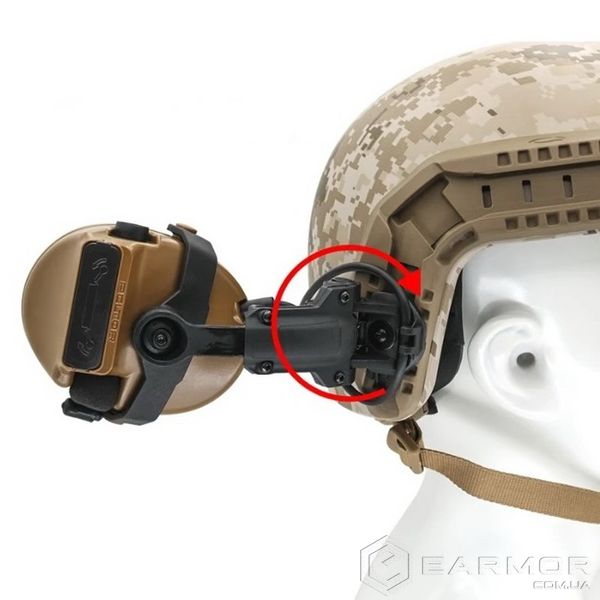 Крепление на шлем Чебурашки для наушников 3M Peltor Comtac + запасные скобы, Black
