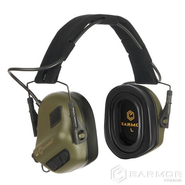 Наушники Активные на шлем каску Earmor M31H PLUS Green + оголовье
