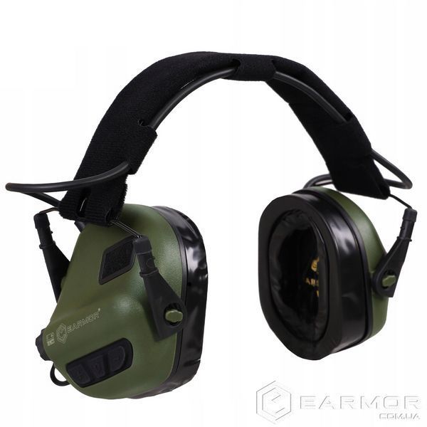 Наушники Активные на шлем каску Earmor M31H PLUS Green + оголовье