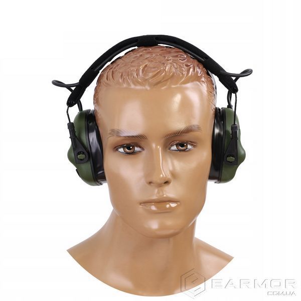Наушники Активные на шлем каску Earmor M31H PLUS Green + оголовье