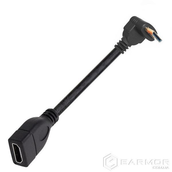 Кабель адаптер угловой Mini HDMI - HDMI (M/F) 1080P, 16 см (Down)