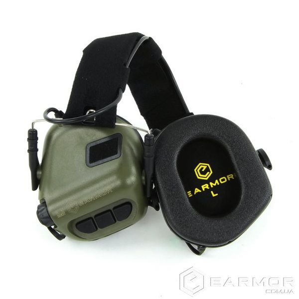Активні Навушники Earmor M31 Хакі + кріплення на каску шолом з рейками ARC (FAST, TOR-D, ACH MICH)
