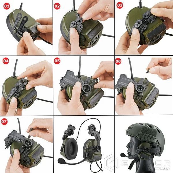 Кріплення для навушників Peltor Comtac II/III/XPI, Sordin, RangeGuard по типу AXL Чебурашки, Green