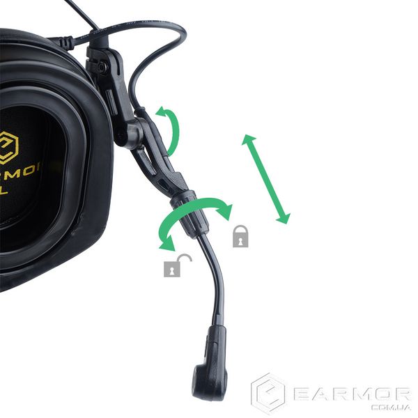 Активні навушники для рації з гарнітурою Earmor M32 PLUS Зелені (2024 Ver.)