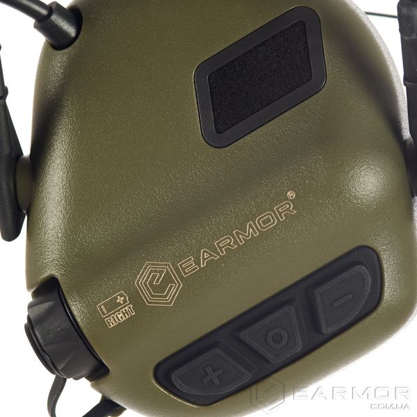 Активні навушники для рації з гарнітурою Earmor M32 PLUS Зелені (2024 Ver.)