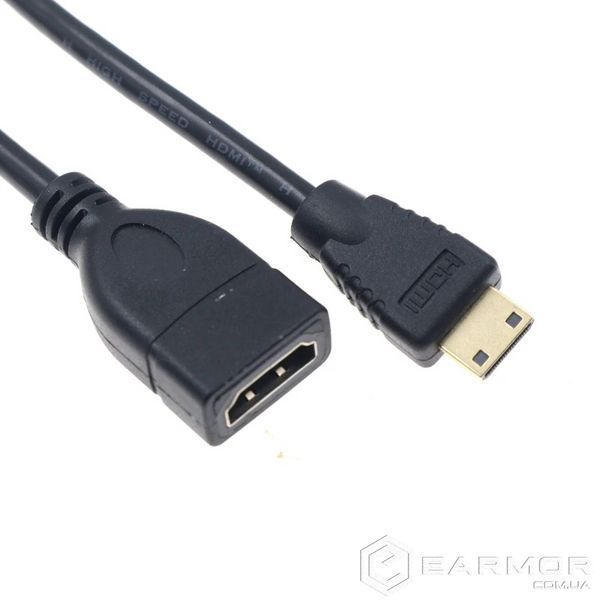 Кабель перехідник Mini HDMI - HDMI (M/F) 1080P Full HD, 16 см (Прямий)
