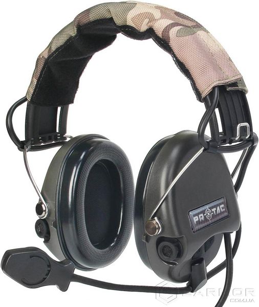 Активні навушники з мікрофоном PROTAC VII Military + Тангента, кнопка PTT (ZP125)
