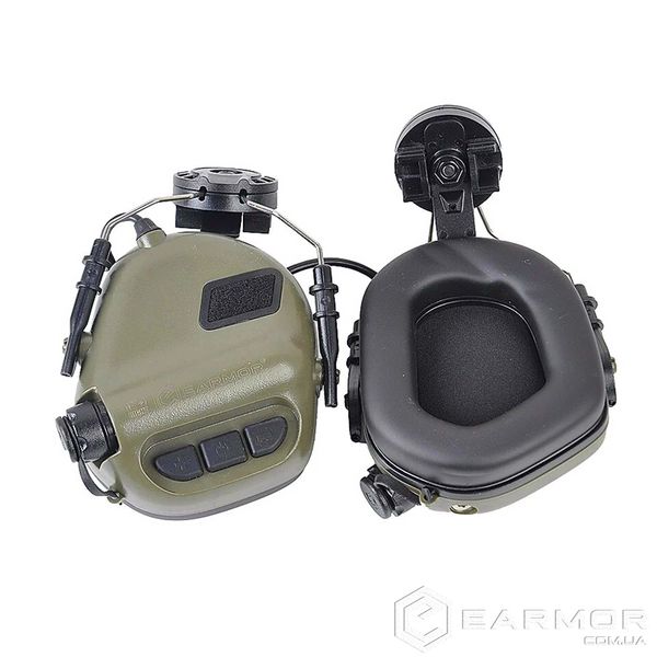 Навушники Активні для стрільби Opsmen Earmor M31H Хаки з кріпленням на шолом каску TOR-D, FAST, ACH MICH (рейки ARC)
