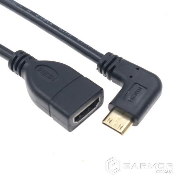 Кабель перехідник Mini HDMI Male - HDMI Female Full HD, 16 см (Left)