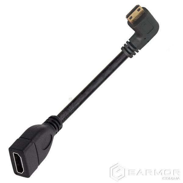 Кабель перехідник Mini HDMI Male - HDMI Female Full HD, 16 см (Left)