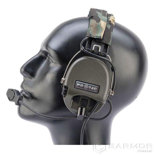 Активні навушники з мікрофоном PROTAC VII Military + Тангента, кнопка PTT (ZP125)