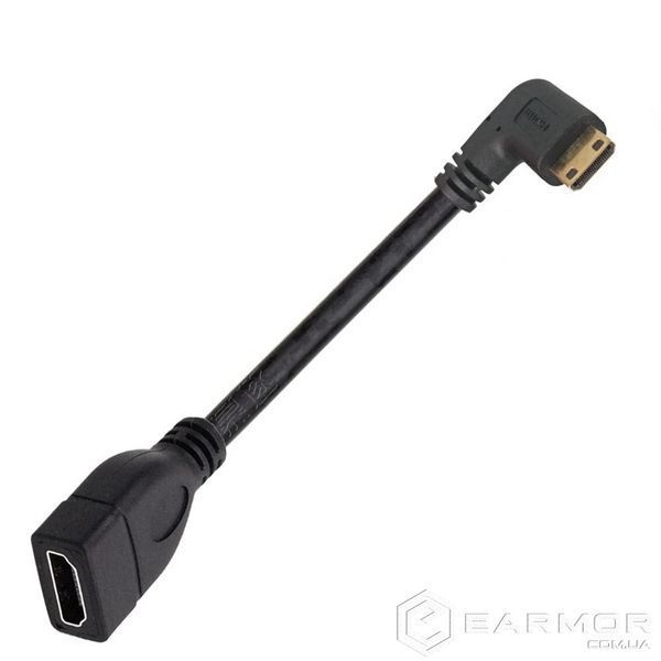 Кабель кутовий адаптер Mini HDMI - HDMI (M/F) Full HD, 16 см (Right)