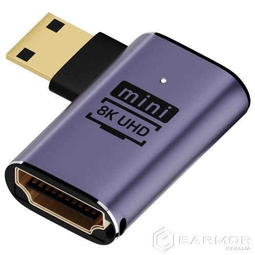 Перехідник адаптер Mini HDMI Male - HDMI Female LED 8К HDMI 2.1 (C8K-03)
