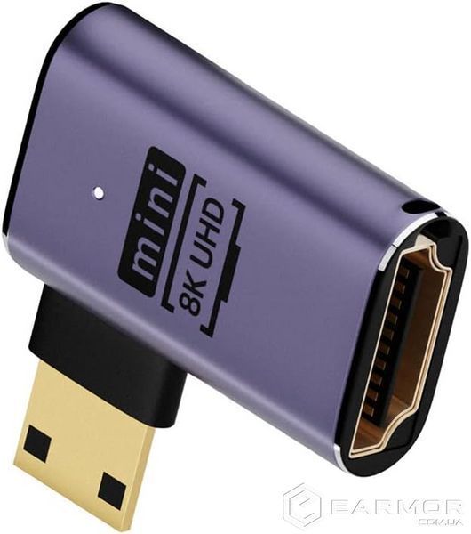 Перехідник адаптер Mini HDMI Male - HDMI Female LED 8К HDMI 2.1 (C8K-03)