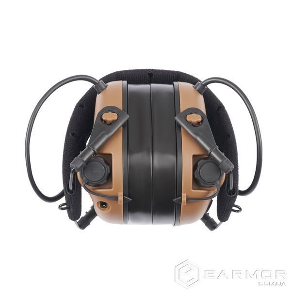 Навушники Активні з кріпленням на каску Earmor M31H PLUS Койот Brown + оголов'я