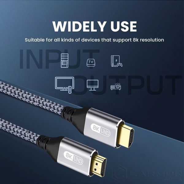 Кабель Alitek 1м HDMI - HDMI (v2.1, 48Gbps, 8K/4K, 60Hz) Aluminum Neylon cord