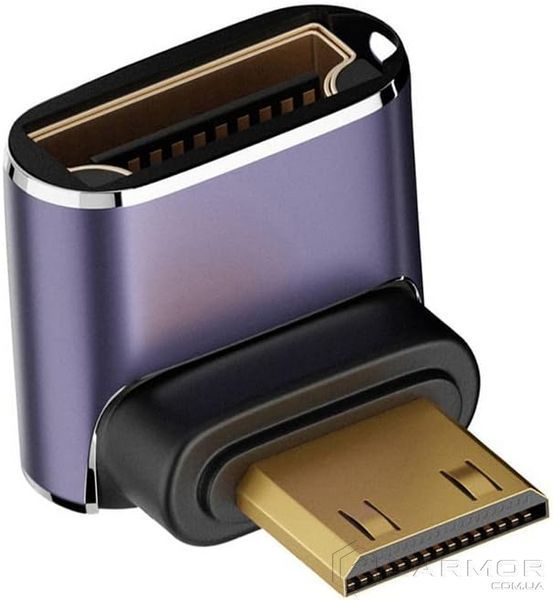 Перехідник кутовий Mini HDMI - HDMI (M/F) 8K LED Metal (C8K-04)