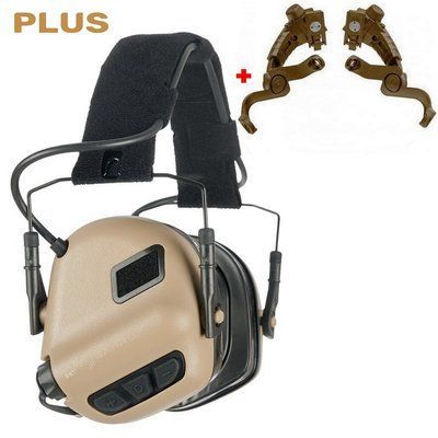 Навушники Активні Earmor M31 PLUS TAN + кріплення на каску Чебурашка Earmor M16