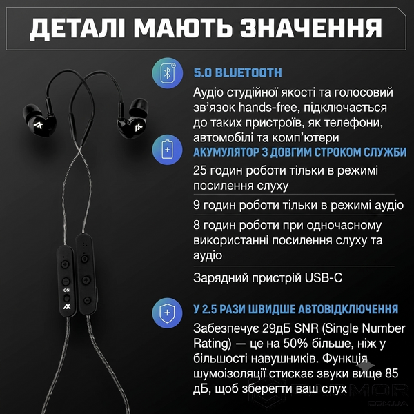 Беруши Активные для стрельбы AXIL GS Extreme 2.0 с Bluetooth 5.0