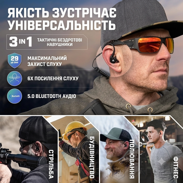 Беруши Активные для стрельбы AXIL GS Extreme 2.0 с Bluetooth 5.0