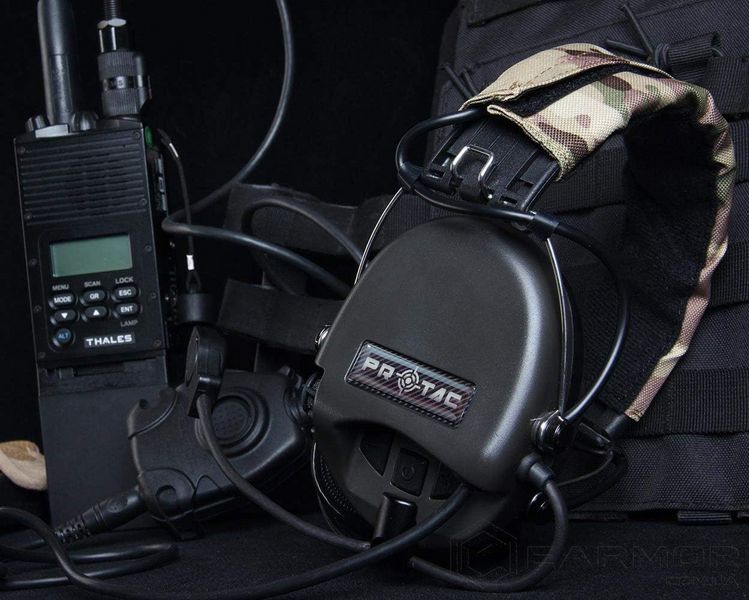 Активні навушники з гарнітурою PROTAC VII Чорні + Кнопка PTT (ZP125)