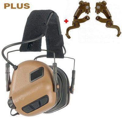 Активні навушники Earmor M31 PLUS Brown + кріплення на каску FAST/MICH/TOR (Чебурашки)