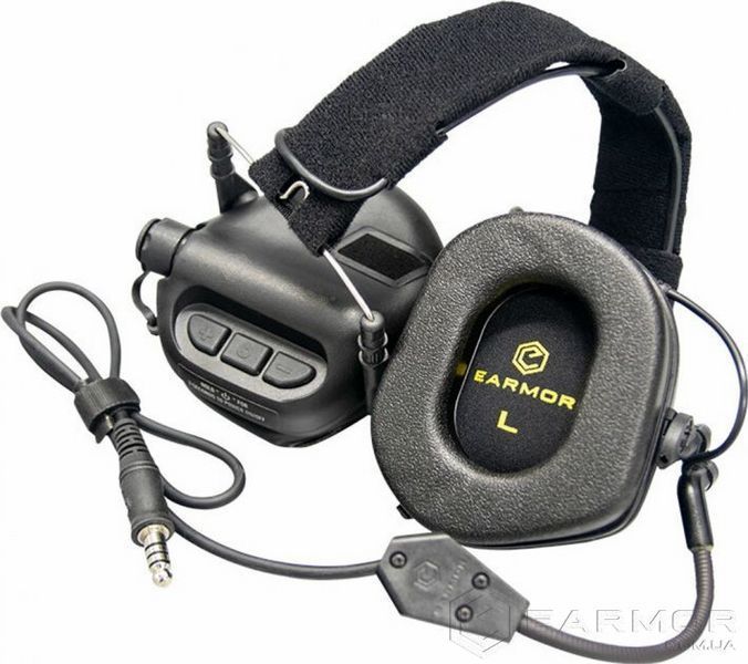 Наушники Активные для стрельбы с микрофоном гарнитурой Opsmen Earmor M32 Черный
